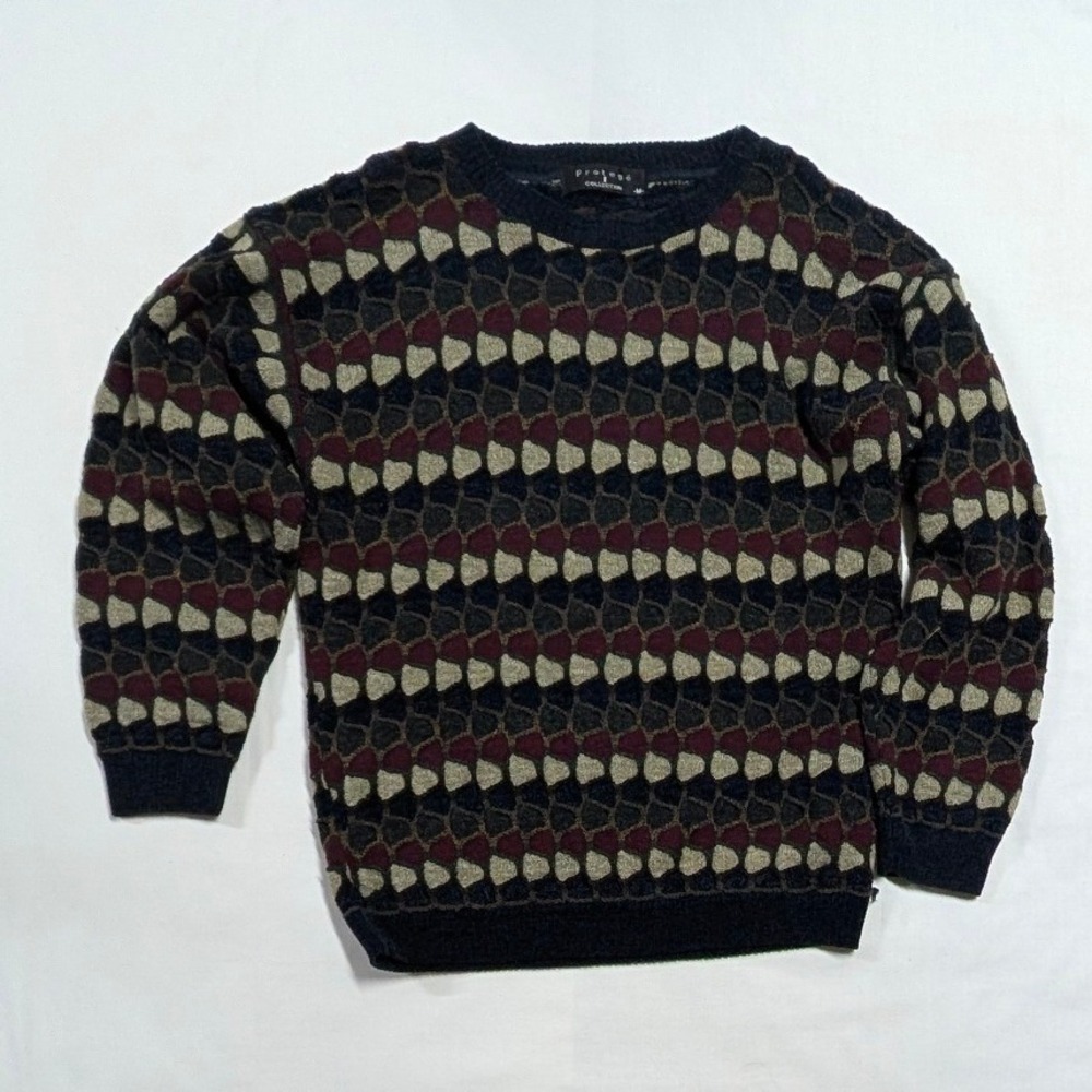 Vintage Protege Collection 3D Knit Sweater Mens Medium USA Made Multi-Color